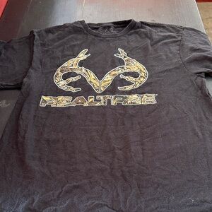 Realtree Black Tee with Camouflage Antler Design